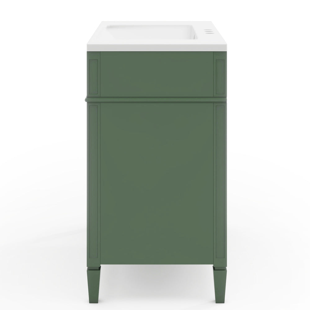 English Elm 36'' Modern Bathroom Vanity With Top Sink, 3 Drawers, Roman Legs & Adjustable Shelving For Storage SW000119AAF-2