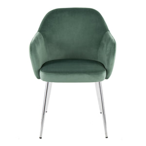 English Elm Dining Chair Set of 2 Velvet Upholstered Tapered Metal Legs Contemporary Style Green B202P471291