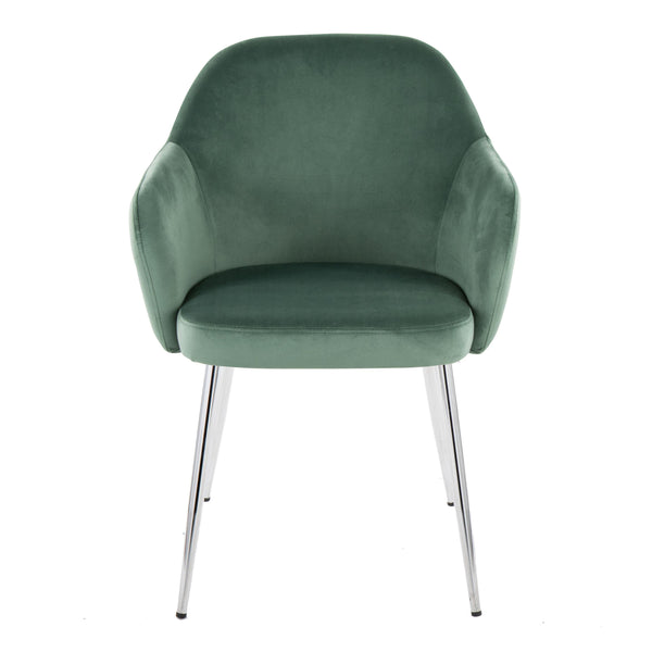 English Elm Dining Chair Set of 2 Velvet Upholstered Tapered Metal Legs Contemporary Style Green B202P471291
