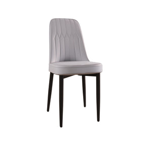 English Elm A Set Of 4 Modern Dining Chairs In Grey Pu Leather With Black Metal Legs For Stylish Comfort W2189140237