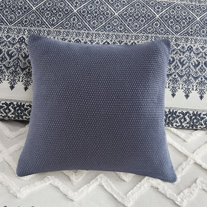 English Elm Full/Queen Mila 3 Piece Cotton Duvet Cover Set with Navy Botanical Print, Chenille Tufting & OEKO-TEX Comfort B035129137