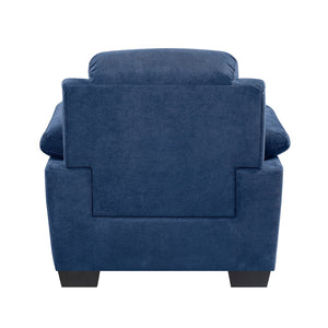 English Elm Plush Blue Textured Fabric Chair with Channel Tufting, Pillow-Top Arms, Solid Wood Frame, Modern Living Room B011P214022