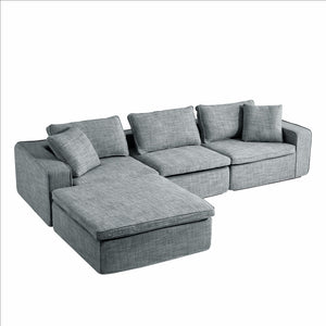 English Elm Cloud Couch Modular 4 Seater Sofa with Washable Linen and Pocket Spring Cushions Dark Gray W1765S00142