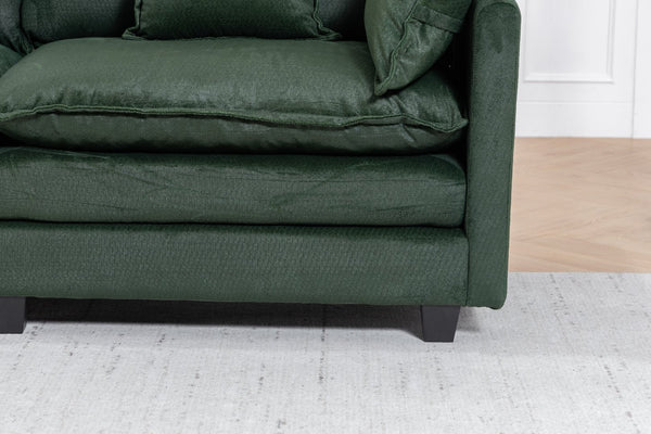English Elm Modern Chenille Sectional Sofa with Chaise Lounge Solid Wood Frame Living Room Seating Antique Green W2530P463111
