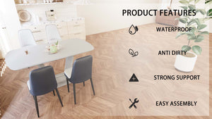 English Elm 62.99-78.74" Expandable Dining Table Set For 2-8 With 4 Plush Chairs, U-Shaped Legs & Modern Style W2189S00713