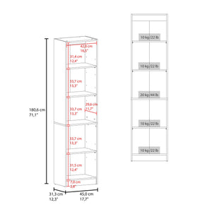 English Elm White Five Shelf Bookcase Slim Floor to Ceiling Open Storage Unit for Living Room B062P486464