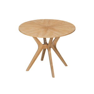 English Elm Mid-Century 39.4" Round Dining Table with Intersecting Wood Base, Oak Veneer, Sturdy Rubberwood Craftsmanship N842P315199N