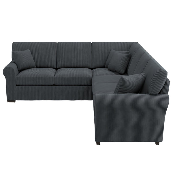 English Elm Marston Corduroy L-shape Sectional Sofa Deep Seating Six Seat Modern Living Room B127S00004