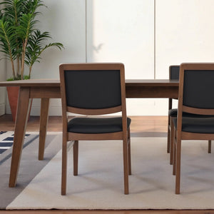English Elm Cary Walnut Solid Wood Vegan Leather Dining Chairs Mid Century Modern Set of 2 B183P423285