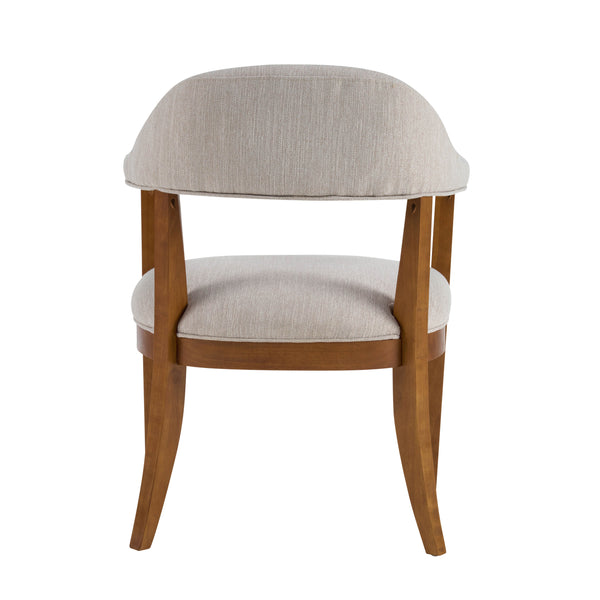 English Elm Wood Frame Upholstered Dining Chairs Set of 2 Curved Back Rubberwood Armrest Seating Beige,Walnut N768P389407W