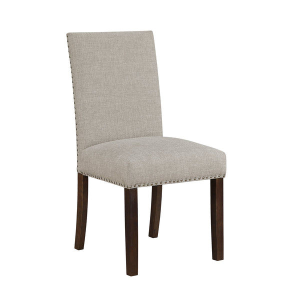 English Elm Classic 9 Piece Acacia Veneer Dining Set with Parsons Chairs and Nailhead Trim Dark Brown,Taupe B011S02249