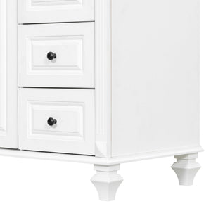 English Elm 36" Elegant Bathroom Vanity With Ceramic Sink, Solid Wood Cabinet, Modern Storage & Black Handles N725P356069K