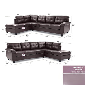 English Elm Gallant Upholstered Sectional Sofa with Reversible Chaise and Removable Backs Cappuccino B078S00119