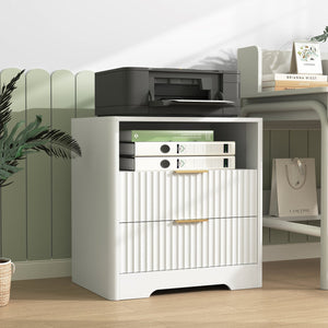 English Elm Nightstand with Usb Charging Ports Ac Outlet Night Light and Cabinet for Bedroom W1321P399421