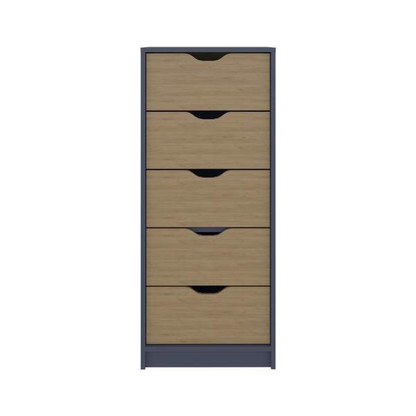 English Elm Dresser Bennett 42.4" H, 1 Drawer & 5 Shelves in Alby Blue/Natural Oak - Compact, Stylish Storage Solution B097P395896