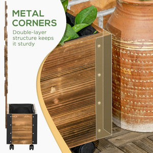 English Elm Outsunny Raised Garden Bed With Trellis & Wheels, 58" Wooden Planter For Climbing Plants & Flowers W2225P200546-GIGA