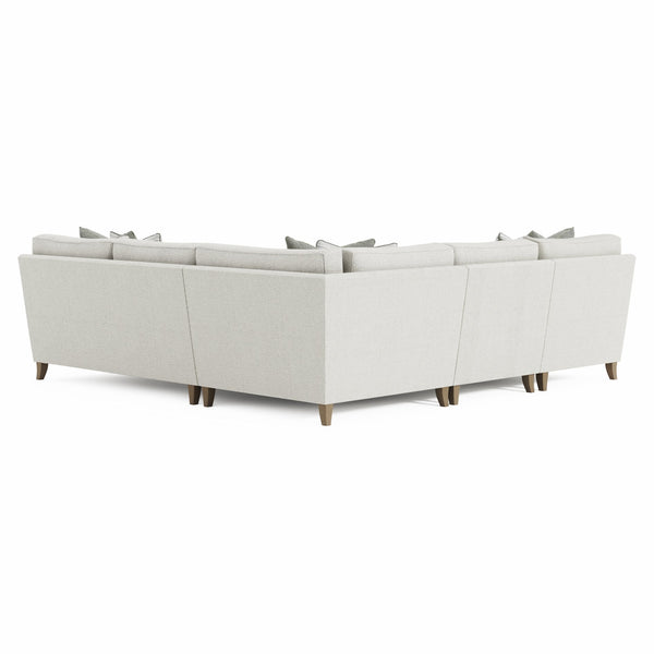 Bernhardt Bernhardt Mila 4-Piece Sectional — Plush Deep Seating, Natural Fabric, Sleek Legs, 6 Toss Pillows, 107" - Made to Order K1982