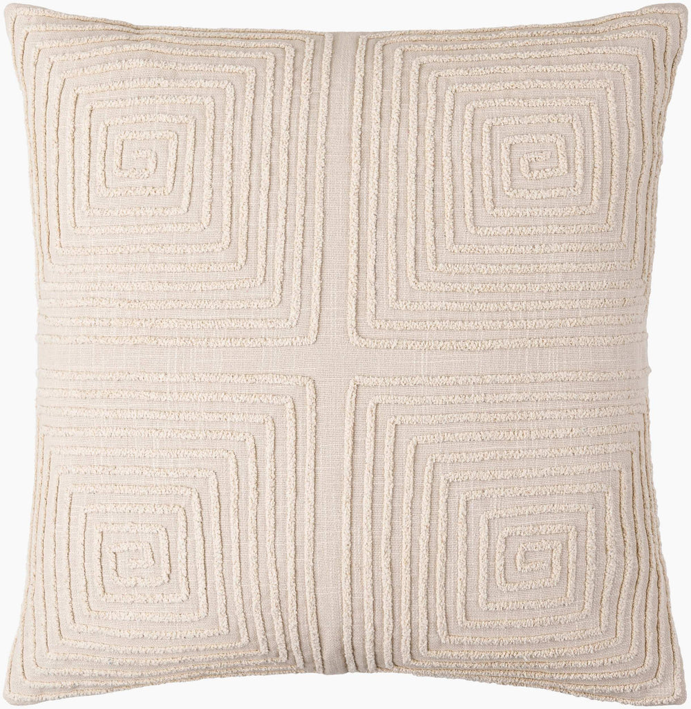 Surya Embrey 18"L X 18"W Cotton Accent Pillow - Modern Minimalist Design For Contemporary Homes Beige Cotton,Cotton Ebe001-2222p