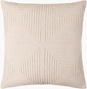 Surya Embrey 18"L X 18"W Cotton Accent Pillow - Modern Minimalist Design For Contemporary Homes Beige Cotton,Cotton Ebe001-2222p