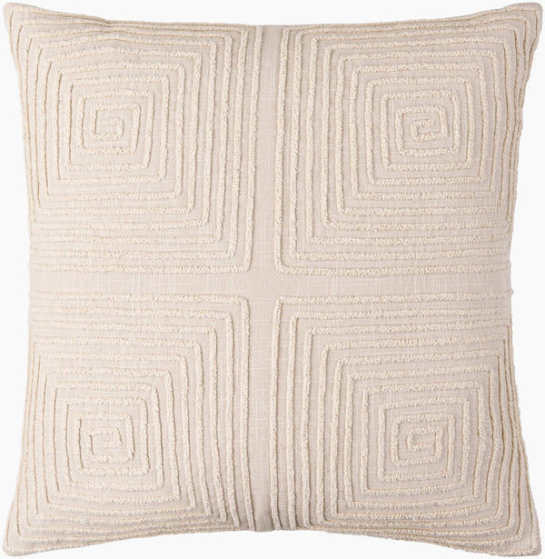 Surya Embrey 18"L X 18"W Cotton Accent Pillow - Modern Minimalist Design For Contemporary Homes Beige Cotton,Cotton Ebe001-2222p