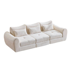 English Elm Modular Cloud Sectional Sofa Bed with Flannelette Upholstery for Flexible Living White W1829S00073