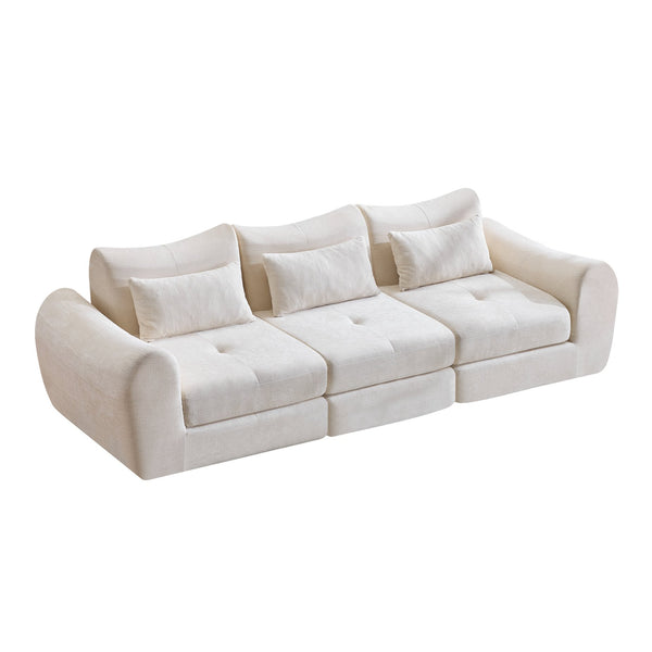 English Elm Modular Cloud Sectional Sofa Bed with Flannelette Upholstery for Flexible Living White W1829S00073