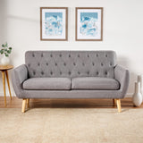 Christopher Knight Home® - Noble House - Bernice Petite Mid Century Modern Tufted Dark Grey Fabric Sofa