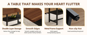 English Elm Table and Chair Set 71 Inch Walnut Grain Dining with 6 Pu Upholstered Seats Walnut+Black W1151S04278