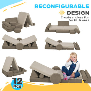 English Elm Qaba 12 Piece Modular Foam Toddler Play Sofa Set for Creative Playroom Fun W2225P249712