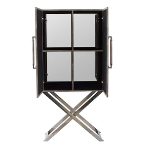 English Elm 27.6x13.8x59.1" Tall Freestanding Storage Cabinet with Patterned Flannel and Metal Pulls W2078P180418