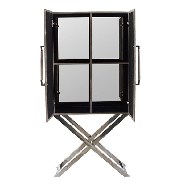 English Elm 27.6x13.8x59.1" Tall Freestanding Storage Cabinet with Patterned Flannel and Metal Pulls W2078P180418