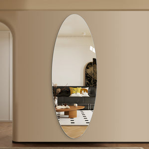 English Elm 63" Oval Frameless Full Length Wall Mirror Hd Silver Glass Shatterproof Bedroom Salon W2709P435604