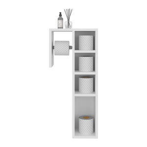 English Elm Lodi Slim Freestanding Toilet Paper Cabinet in Kronos White — Vertical Compact Storage & Décor Shelf B070P368061