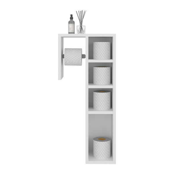 English Elm Lodi Slim Freestanding Toilet Paper Cabinet in Kronos White — Vertical Compact Storage & Décor Shelf B070P368061