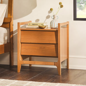 English Elm Walker Edison - Scandi Caramel Solid Pine Nightstand with Angled Drawer Fronts, Minimalist Modern Design, Sustainable Wood B185P168966