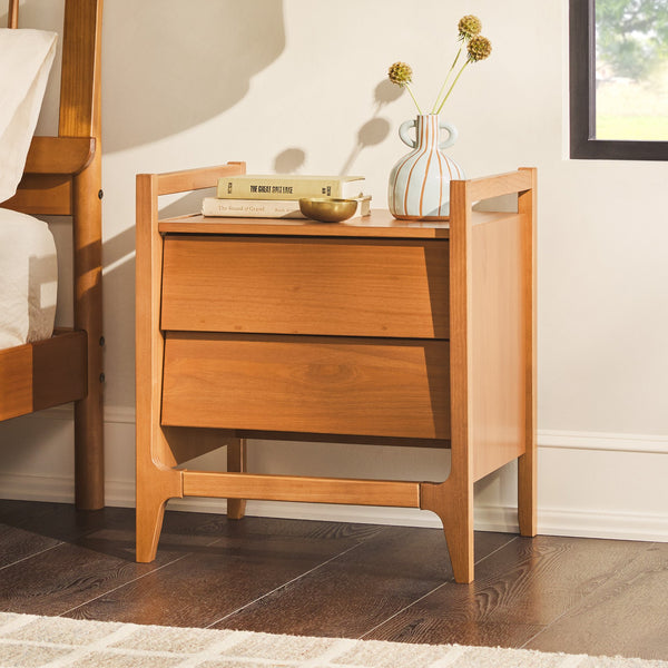 English Elm Walker Edison - Scandi Caramel Solid Pine Nightstand with Angled Drawer Fronts, Minimalist Modern Design, Sustainable Wood B185P168966