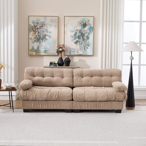 English Elm Cloud Modular Sectional Sofa Deep Seat Flannelette Upholstered Living Room Couch Light Brown W2120S00018