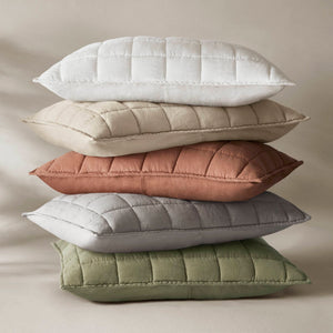 English Elm 3-piece French Linen Quilt Set Garment Washed Breathable Box Stitched Bedding Brick Red B035P408303