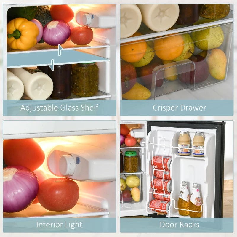 English Elm Home Compact Mini Fridge 3.2 Cu Ft Two Zone Cooling Low Noise Reversible Door T3971P473650