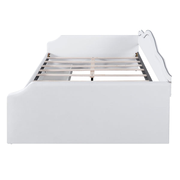 English Elm Full Size Upholstered Daybed With Led Accent, 2 Storage Drawers, Velvet Finish In Elegant Beige N7500001852A