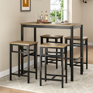 English Elm 47 Inch Counter Height Bar Table - Modern Rectangular Dining Table With Sturdy Metal Legs, Brown Finish T3623P381055