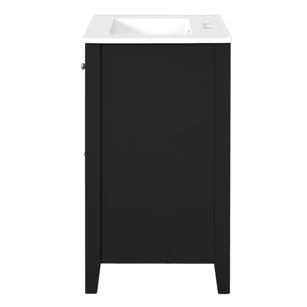 English Elm 24" Modern Bathroom Vanity with Ceramic Basin, French Country Cross-Grid Design & Soft-Close Drawers Black N710P280655B