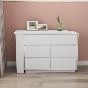 English Elm L-Shaped Adjustable Desk and Vanity Combo with 6 Drawers, Expandable Top, Triple Shelves for Office Makeup W331P286247