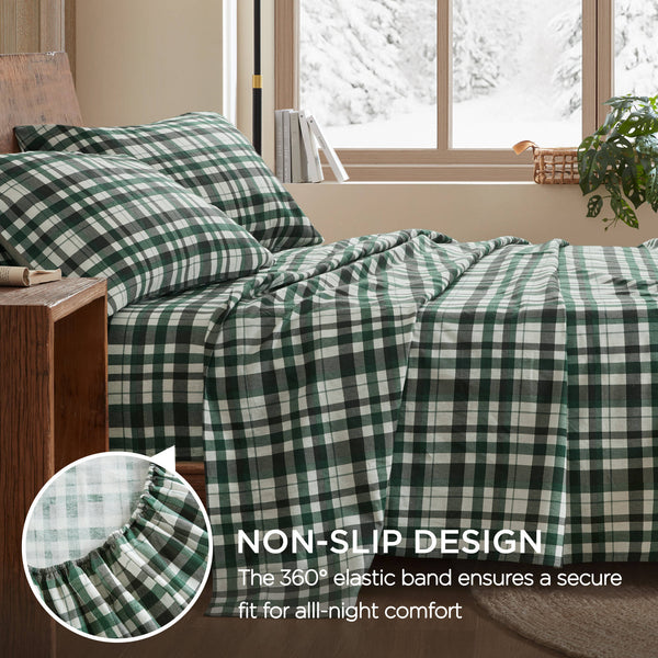 English Elm 3 Twin Cotton Flannel Sheet Set - Cozy Pine Branch Print, Soft Breathable 100% Cotton Bedding Green Multi 13.78 L x 10.63 W x 4.25 H B035P381356