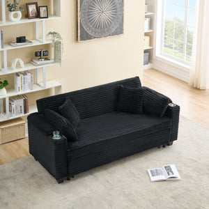 English Elm 80 Inch Black Corduroy Sofa Bed – Versatile, Comfortable, And Stylish For Living Room & Apartment Use W1658P269824