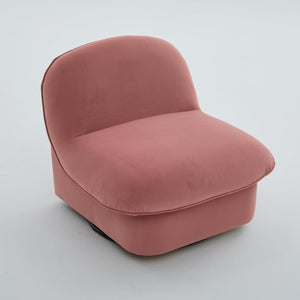 English Elm Swivel Accent Chair Plush Velvet Pumpkin Barrel Silhouette with 360 Degree Metal Base Coral W3244P392749