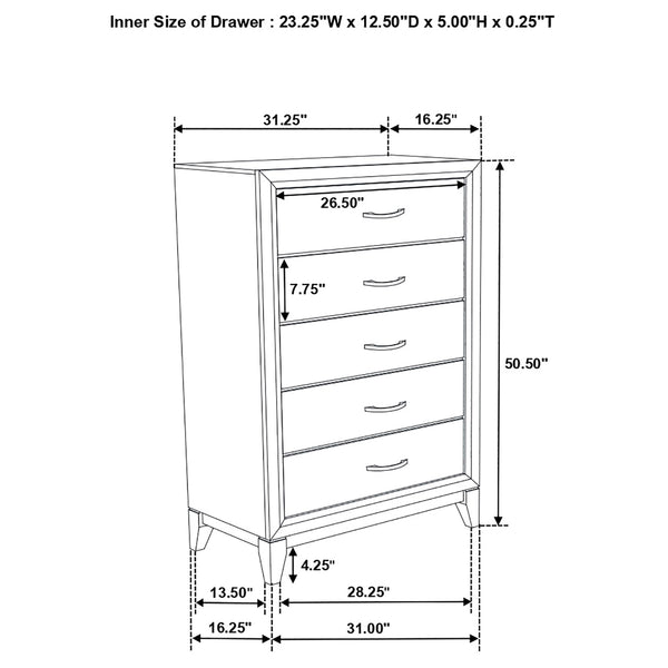 English Elm Cabrillo Two-tone Grey Oak Twin Bedroom Set with Nickel Hardware and Dovetail Storage B062S01686