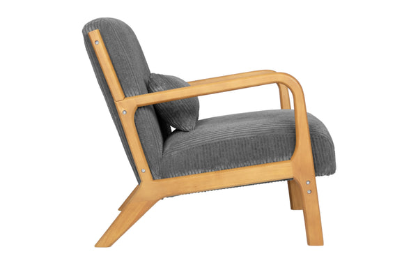 English Elm Accent Chair Ribbed Corduroy Upholstery Low Profile Modern Seat with Lumbar Pillow B089P416569