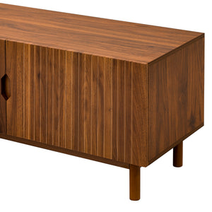 English Elm 87- Inch Rattan Media Console with Rubberwood Legs Four Cabinets Living Room N710P407809P