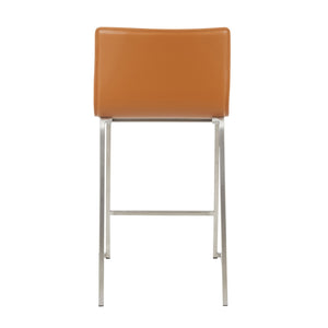 English Elm Mara 26" Counter Stool Set Of 2 In Camel Faux Leather & Brushed Stainless Steel For Modern Spaces B202P222061